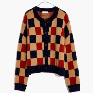 Checkered Colburne Cardigan Sweater in Coziest Textured Yarn